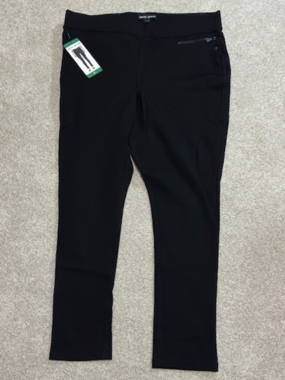 DKNY Black Jeans Ponte Mid Rise Pull On Ankle Length Pants XL   NEW WITH TAGS